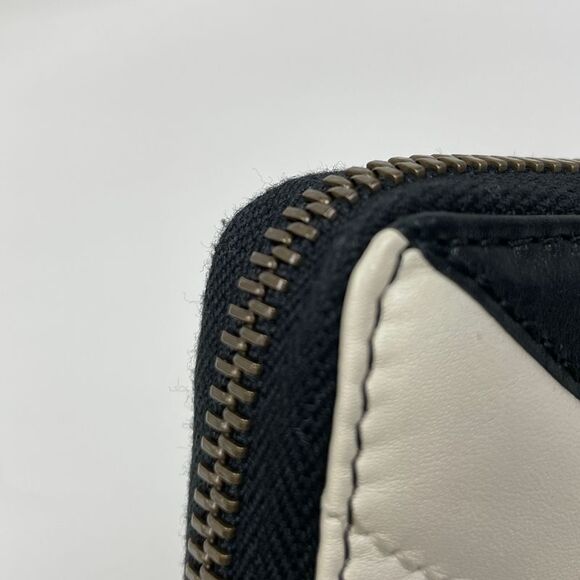 Gucci Ggmarmont Long Wallet Bicolor Heart Double G Long Leather Black White - Picture 4 of 8